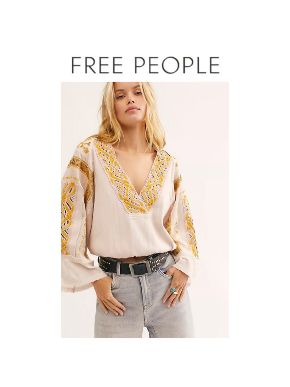 Free People‎ Cross Country Embroidered Top Womens Size Small